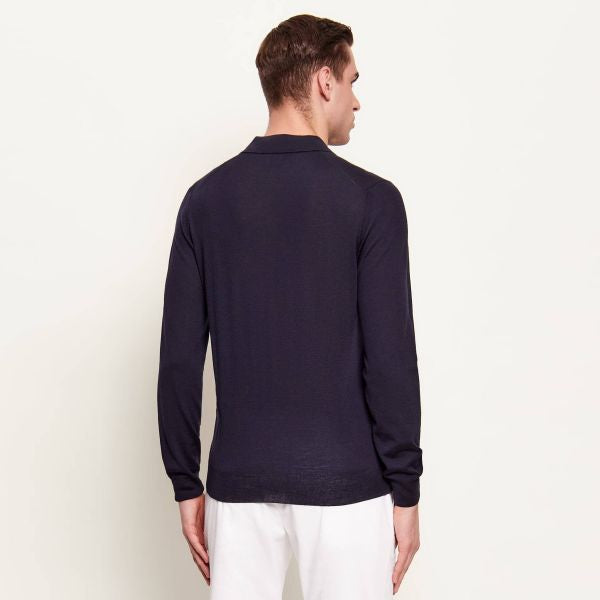 Gran Sasso Merino Longsleeve Polo Navy