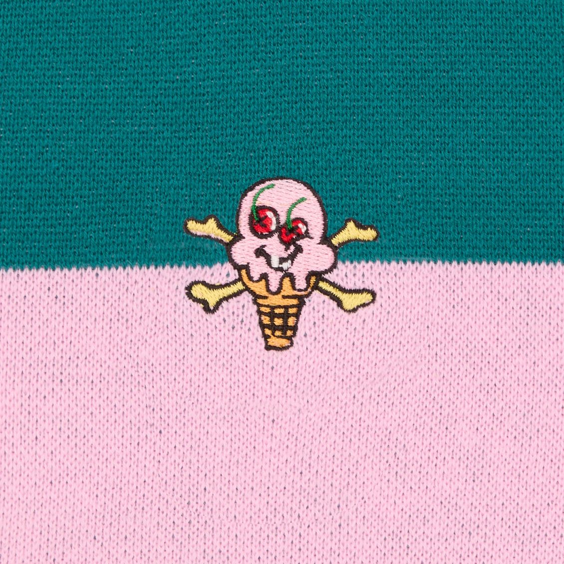 Icecream Cones & Bones Striped Knitted Cardigan Roze/Groen