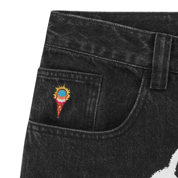 Icecream Spray Paint Running Dog Double Scoop Jeans Zwart