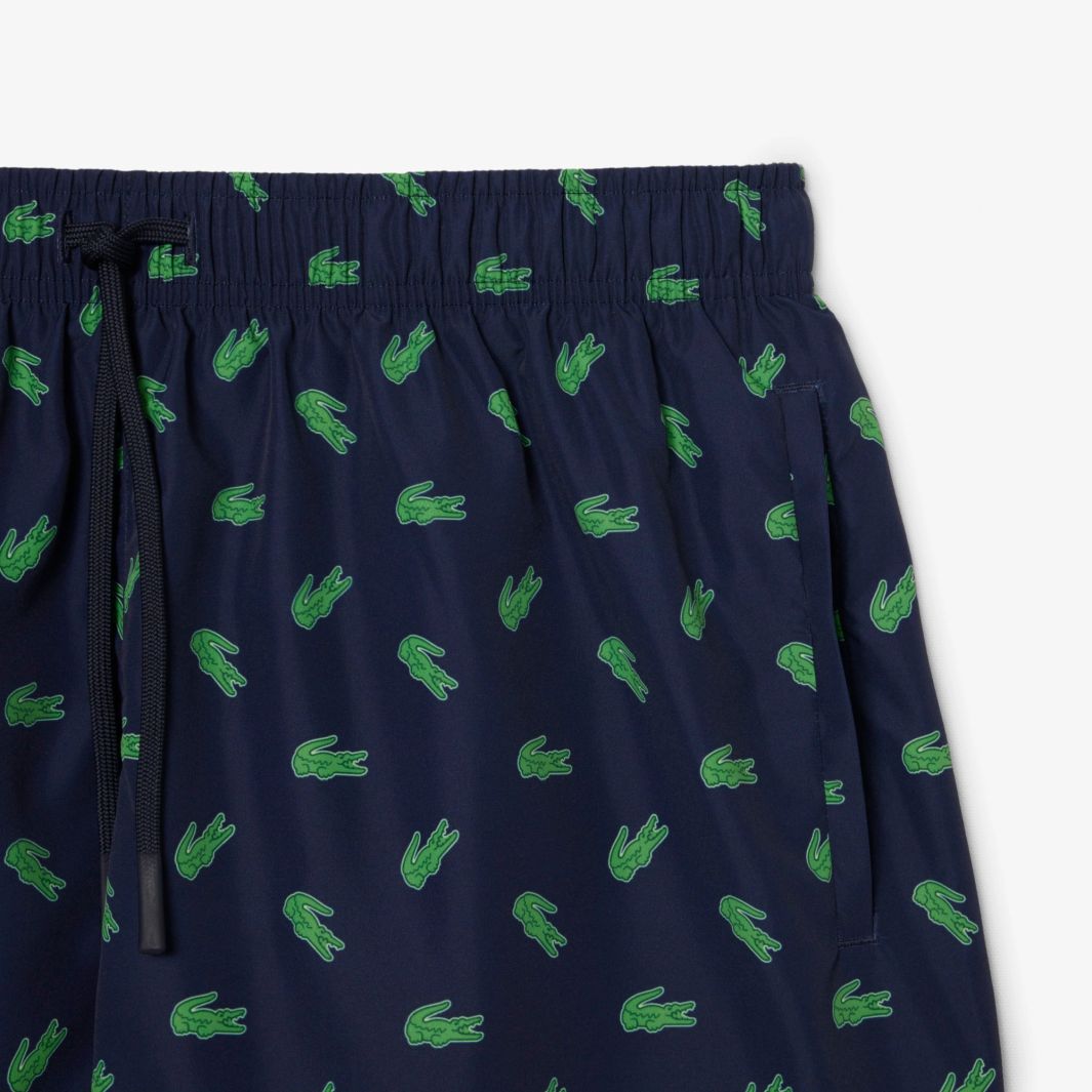 Lacoste Crocodile Print Zwembroek Navy