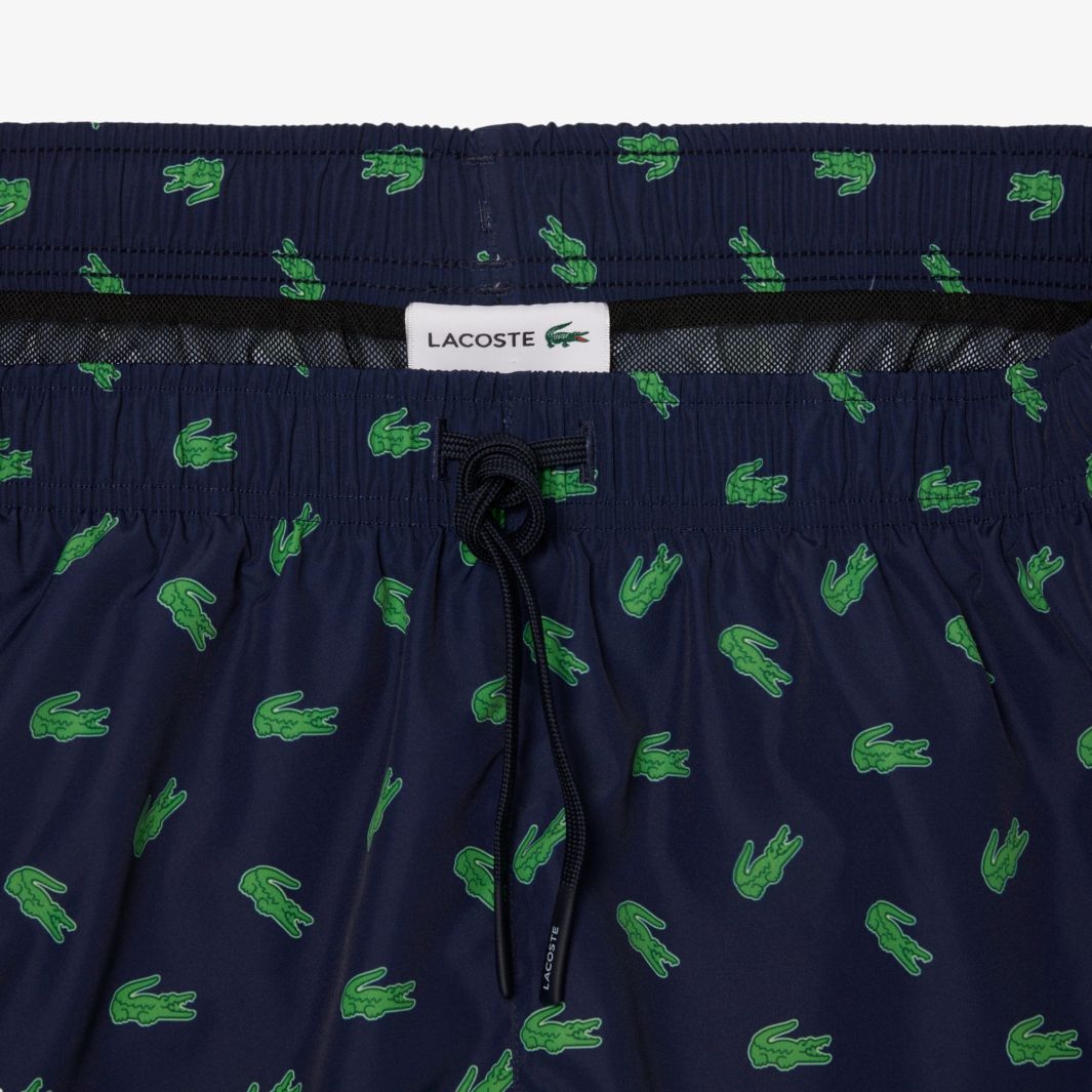 Lacoste Crocodile Print Zwembroek Navy