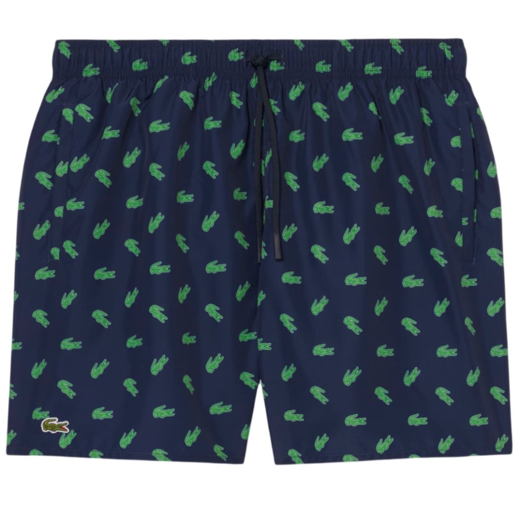 Lacoste Crocodile Print Zwembroek Navy