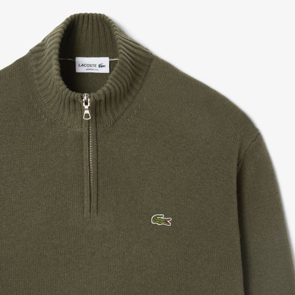 Lacoste Knitted Half Zip Sweater Donker Groen