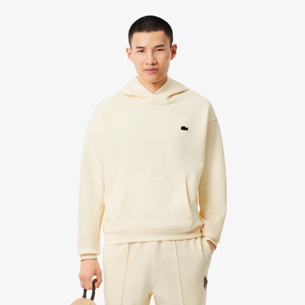 Lacoste Loose Fit Printed Hoodie Off White