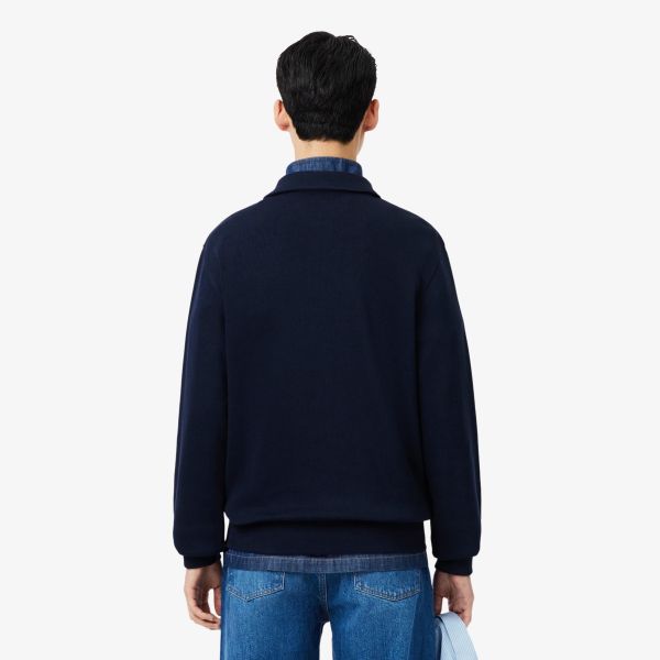Lacoste Ribbed Polo Sweater Navy
