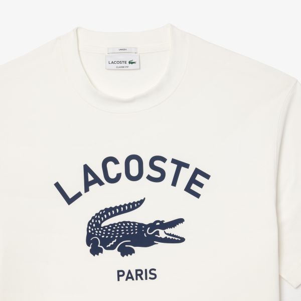 Lacoste Signature Print T-shirt Off White