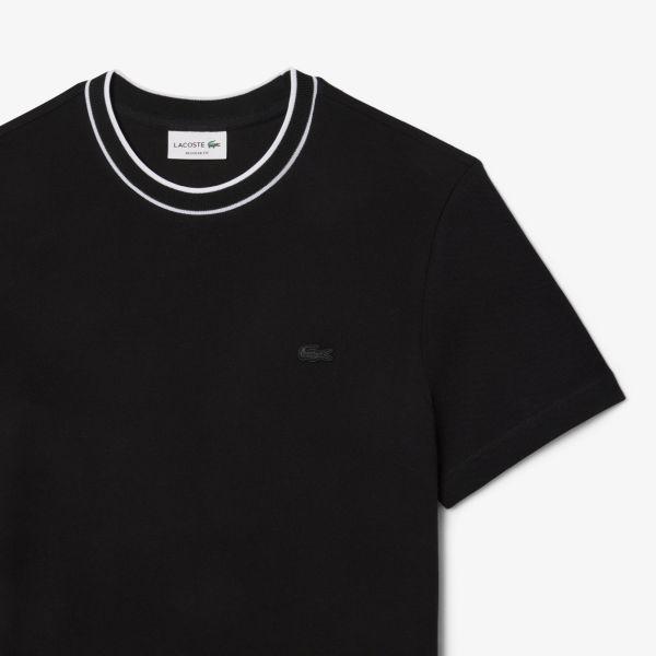Lacoste Stretch Pique Striped Collar T-shirt Zwart