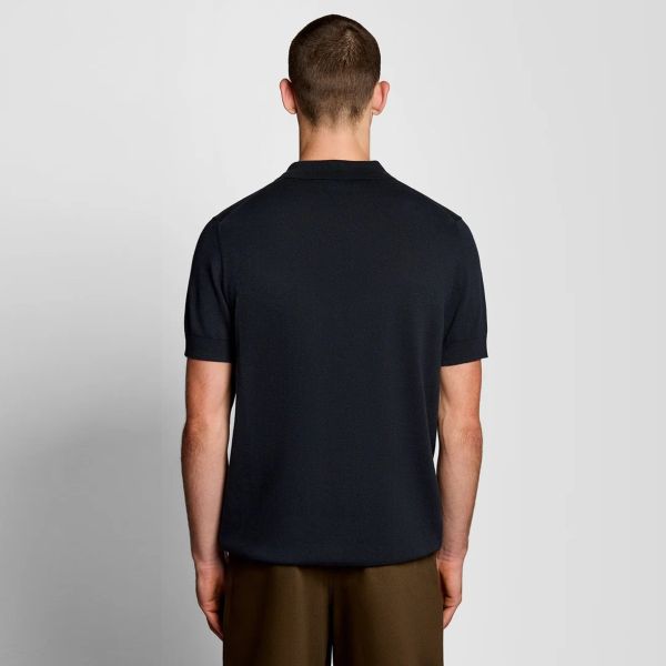 Lyle & Scott Cotton Knitted Polo Navy