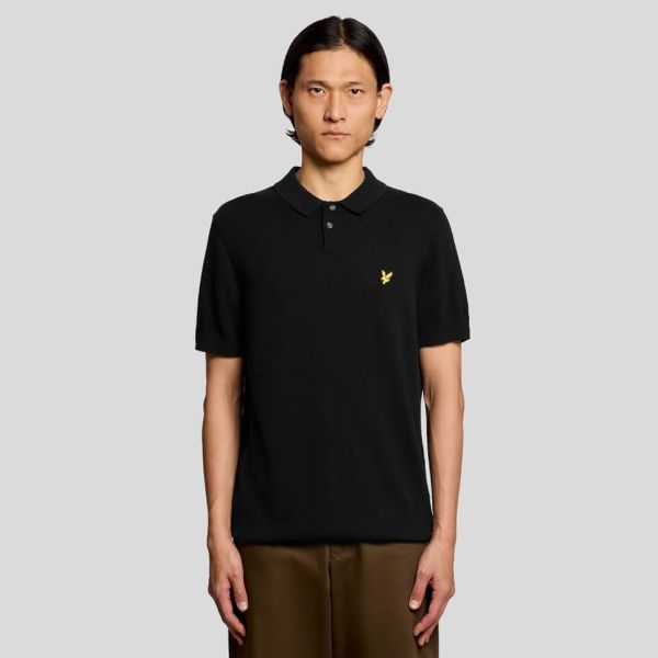 Lyle & Scott Cotton Knitted Polo Zwart
