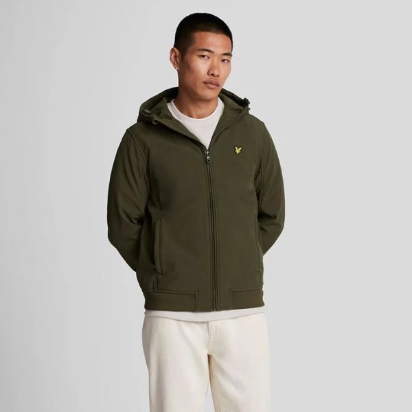 Lyle & Scott Fleece Back Softshell Jack Donker Groen