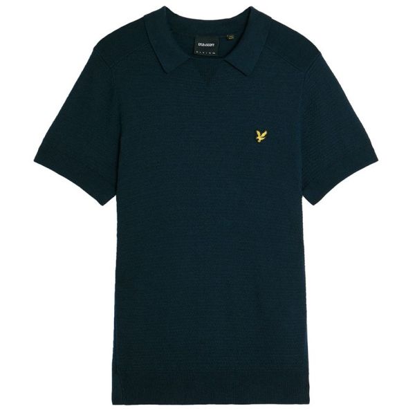 Lyle & Scott Herringbone Knitted Polo Navy