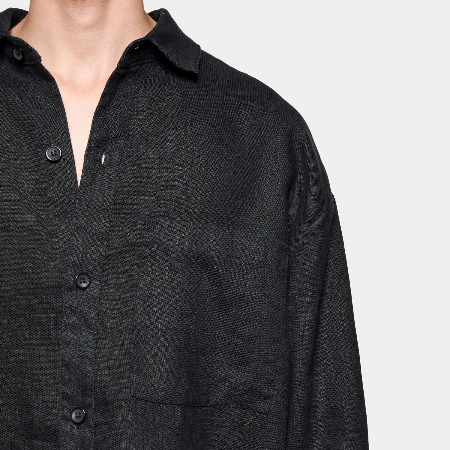 MKI Miyuki Zoku Linen Box Dress Overhemd Zwart
