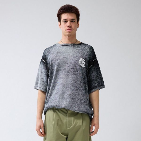 New Amsterdam Surf Association Logo Knit Inside Print T-shirt Zwart