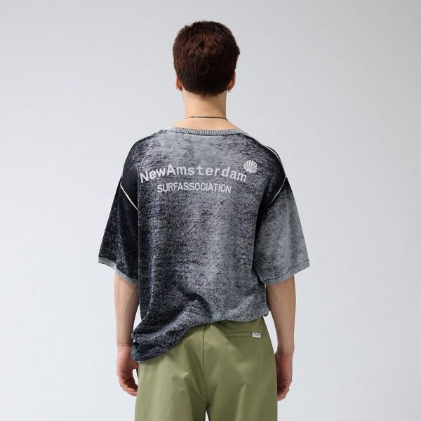 New Amsterdam Surf Association Logo Knit Inside Print T-shirt Zwart