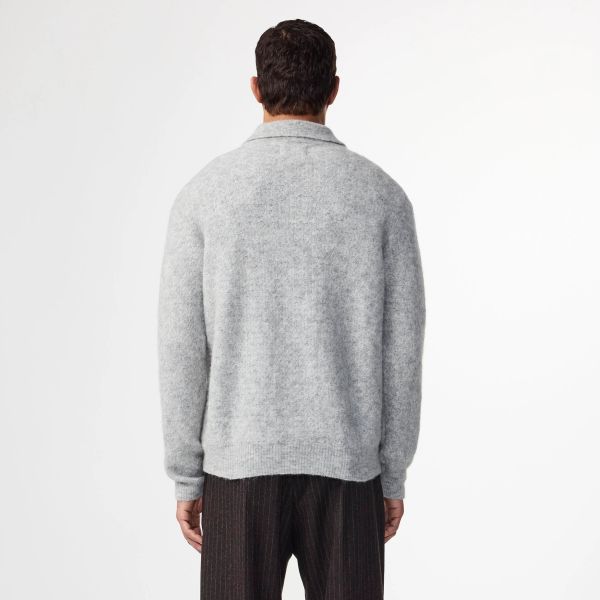 NN.07 Alfie Zip Longsleeve Polo Grijs