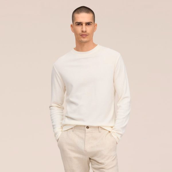 NN.07 Clive Waffle Knit Longsleeve T-shirt Off White