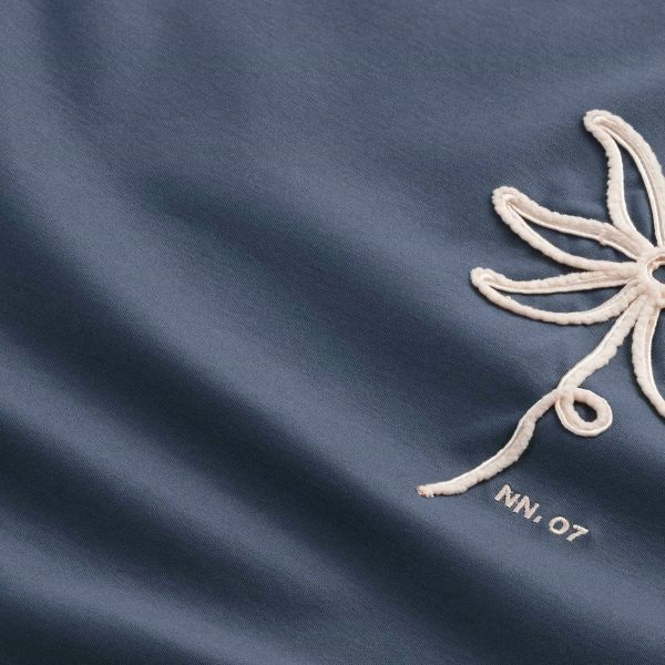 NN.07 Pedro EMB T-shirt Blauw