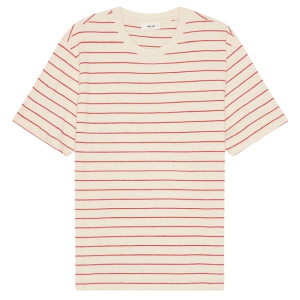 NN.07 Pedro Striped T-shirt Off White/Rood