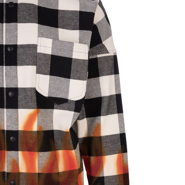 Palm Angels Burning Logo Overshirt Wit/Grijs/Zwart