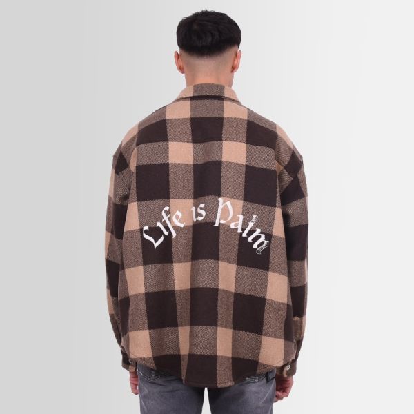 Palm Angels Life is Palm Flannel Overshirt Bruin