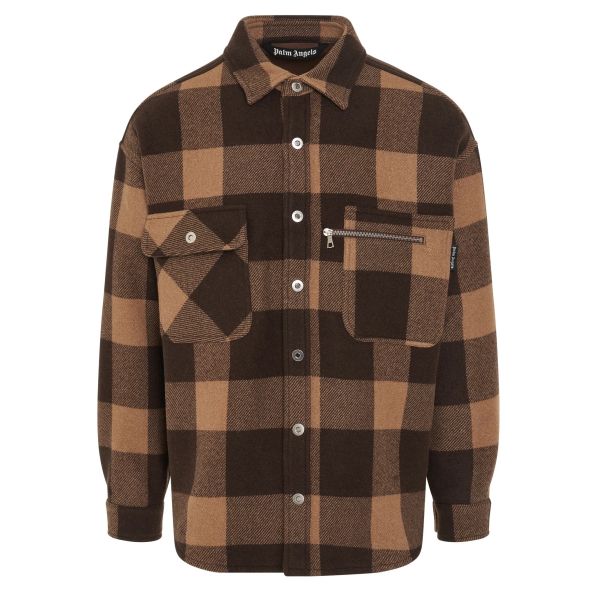 Palm Angels Life is Palm Flannel Overshirt Bruin