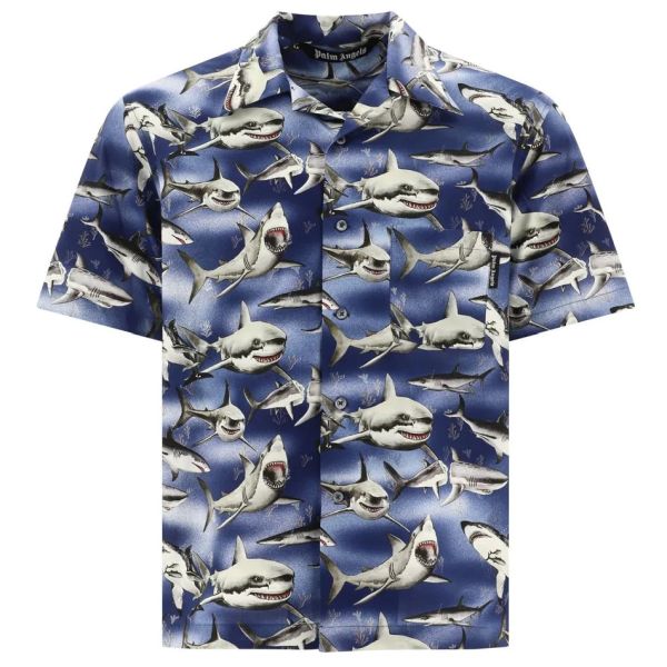 Palm Angels Sharks Bowling Overhemd Blauw