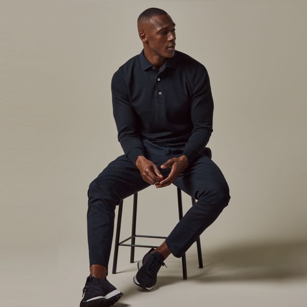 Profuomo Luxury Longsleeve Polo Navy