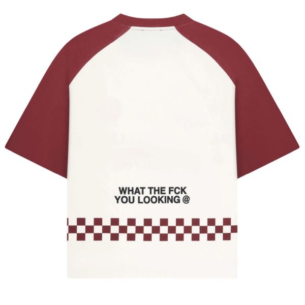 Quotrell Emilio Boxy T-shirt Off White/Rood