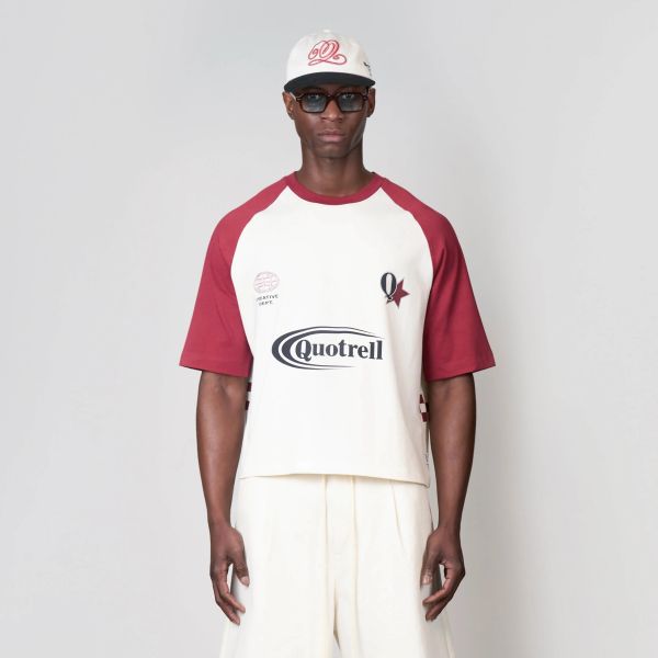 Quotrell Emilio Boxy T-shirt Off White/Rood
