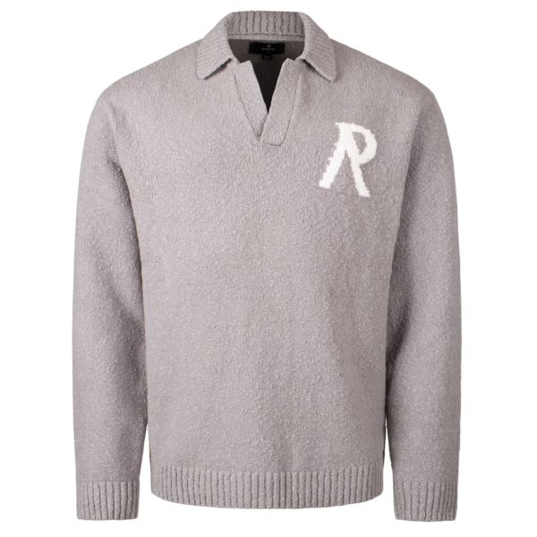 Represent Knitted Boucle Longsleeve Polo Grijs