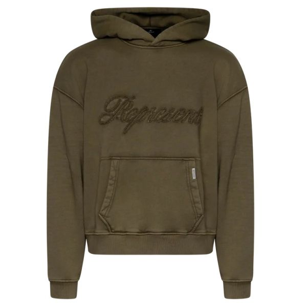 Represent Reverse Applique Hoodie Donker Groen
