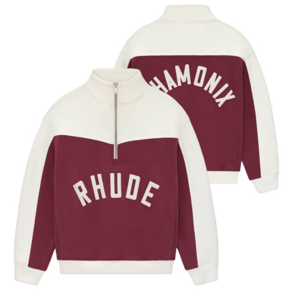 Rhude Chamonix Quarter Zip Sweater Off White/Bordeaux