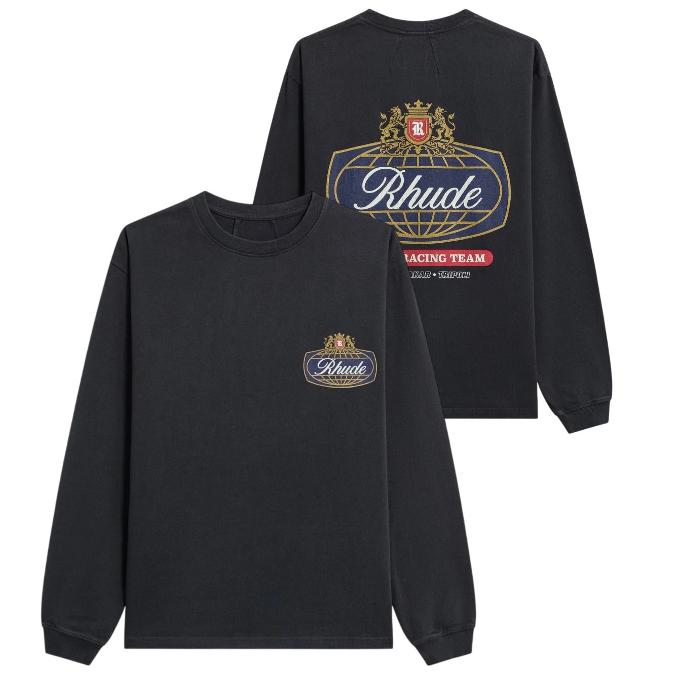 Rhude Safari Crest Langarm-T-shirt Schwarz