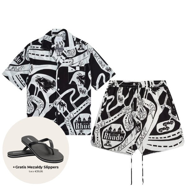 Rhude StradaSilk Sommer-Set Schwarz/Weiß