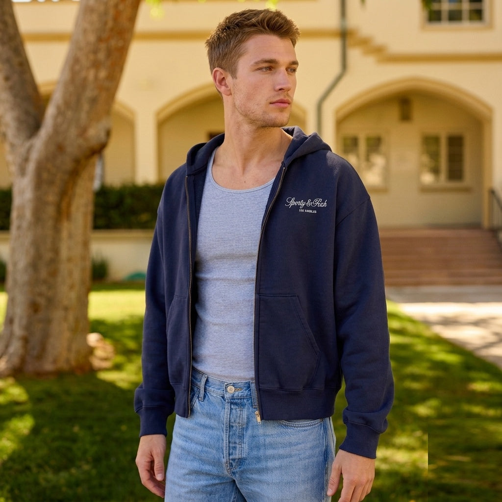 Sporty & Rich Vendome LA Embroidered Vest Navy