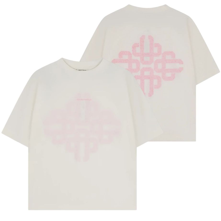 The Couture Club Emblem Slub T-shirt Off White/Roze