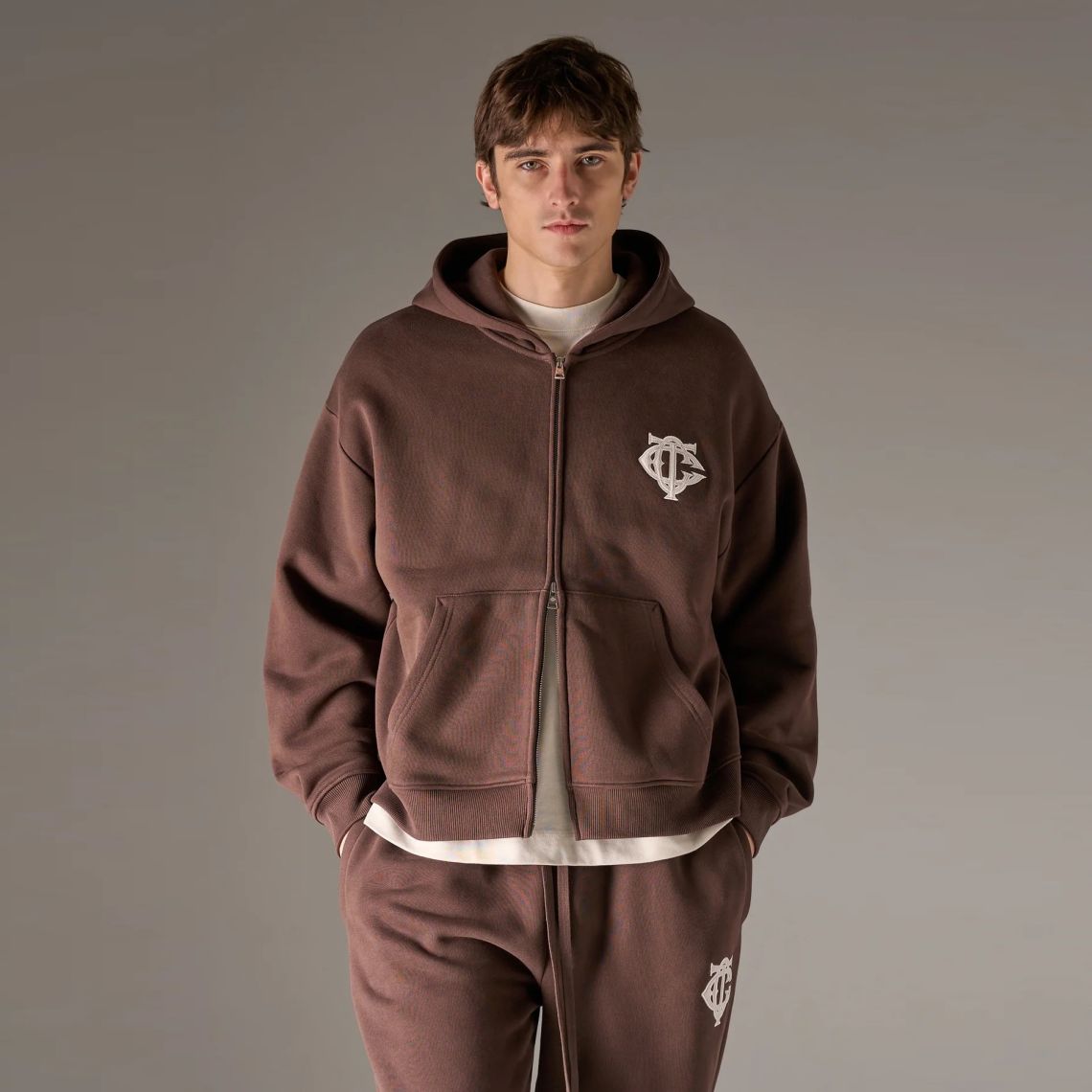 The Couture Club Heavyweight Monogram Applique Emblem Vest Bruin