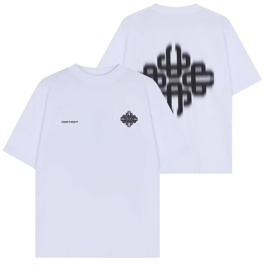 The Couture Club Motion Blurred Emblem T-shirt Wit/Zwart