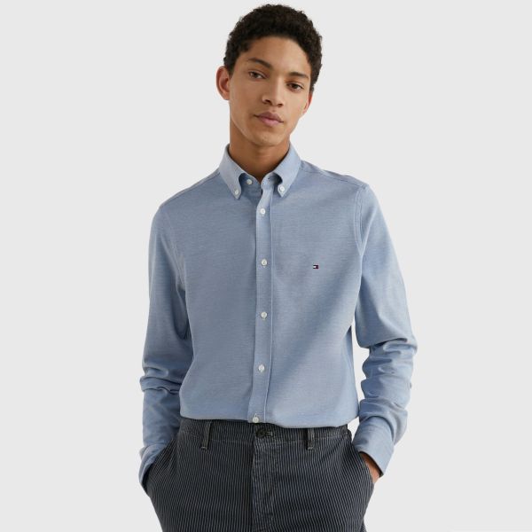 Tommy Hilfiger 1985 Pique Slim Overhemd Blauw