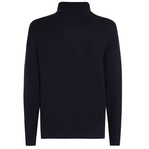 Tommy Hilfiger Chunky Rib Zip Mock Sweater Navy