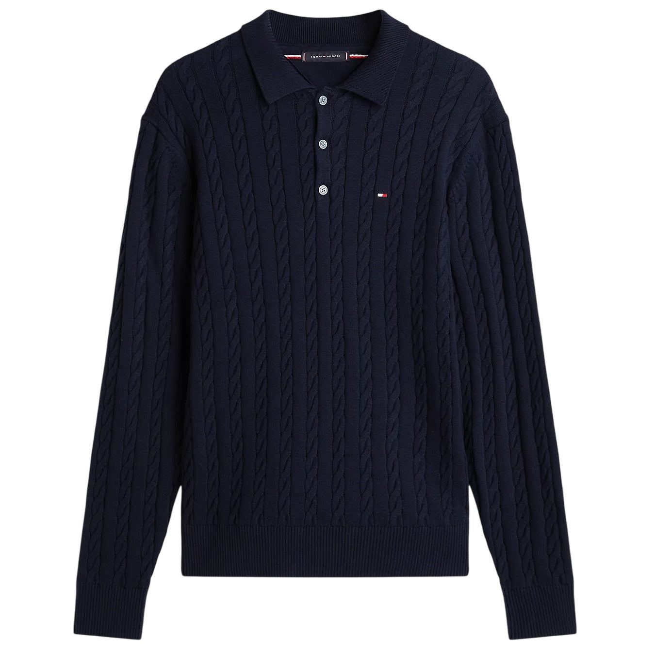 Tommy Hilfiger Classic Cotton Cable Longsleeve Polo Navy