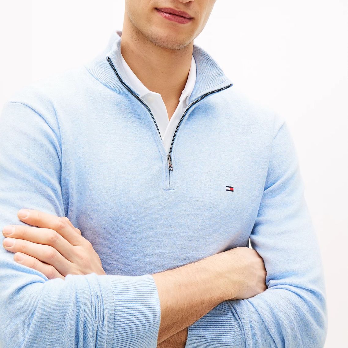Tommy Hilfiger Essential Zip Sweater Licht Blauw