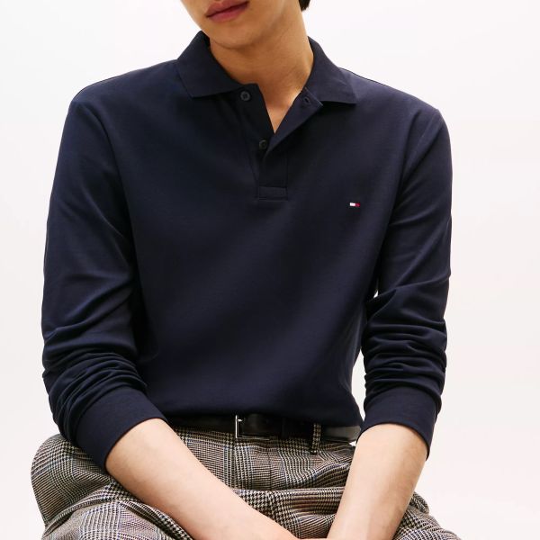 Tommy Hilfiger Liquid Cotton Longsleeve Polo Navy