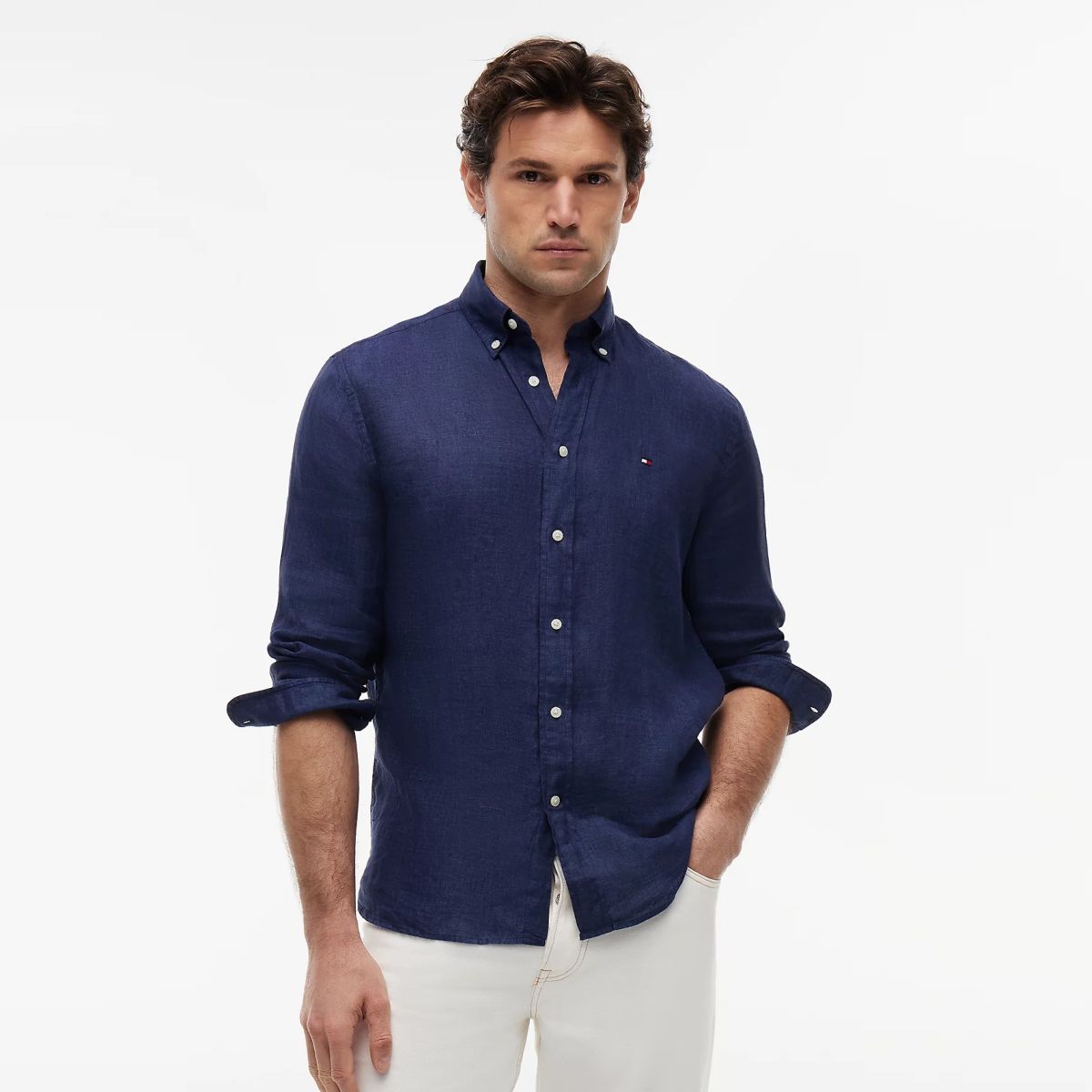 Tommy Hilfiger Pigment Dyed Solid Overhemd Navy