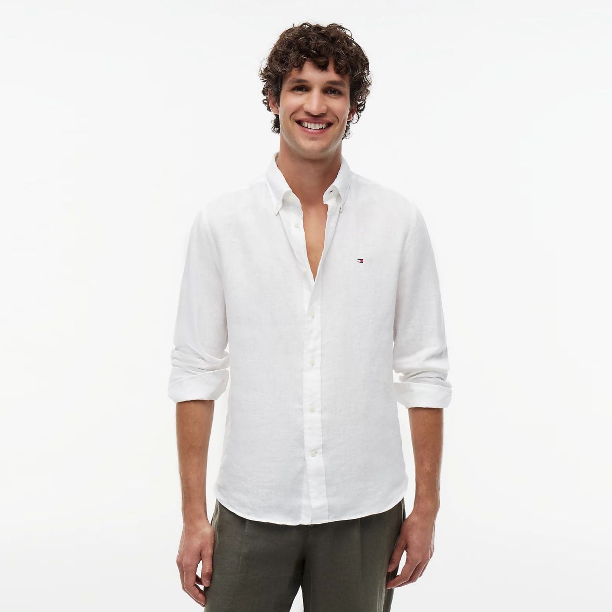 Tommy Hilfiger Pigment Dyed Solid Overhemd Wit