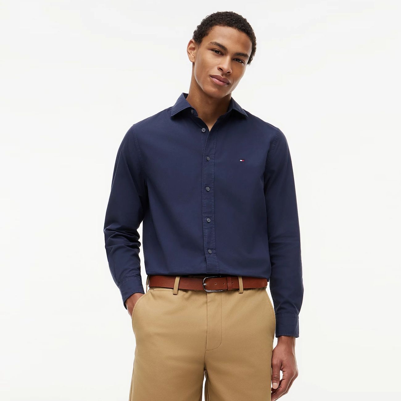 Tommy Hilfiger Washed Poplin Overhemd Navy