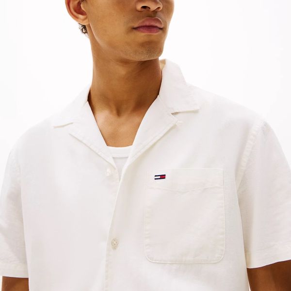 Tommy Jeans Linen Blend Camp Overhemd Wit