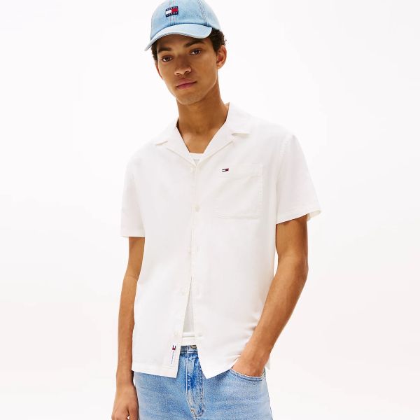 Tommy Jeans Linen Blend Camp Overhemd Wit