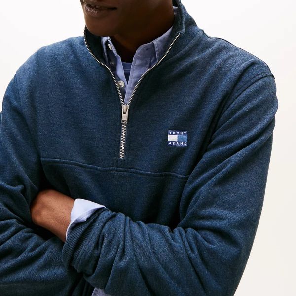 Tommy Jeans Regular Badge Quarter Zip Sweater Navy