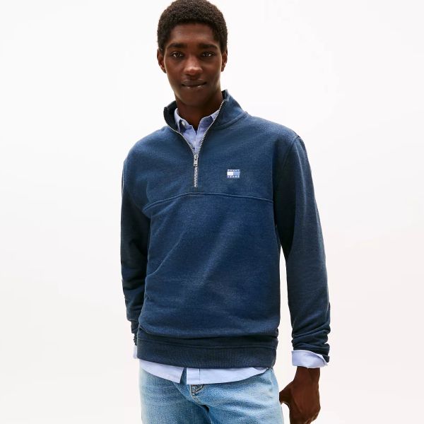 Tommy Jeans Regular Badge Quarter Zip Sweater Navy